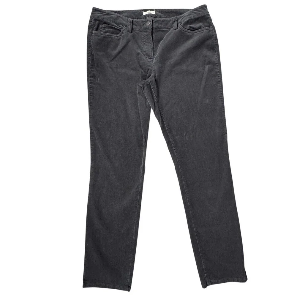 Eileen Fisher Pants Womens Size 10 Charcoal Gray Corduroy Straight Leg